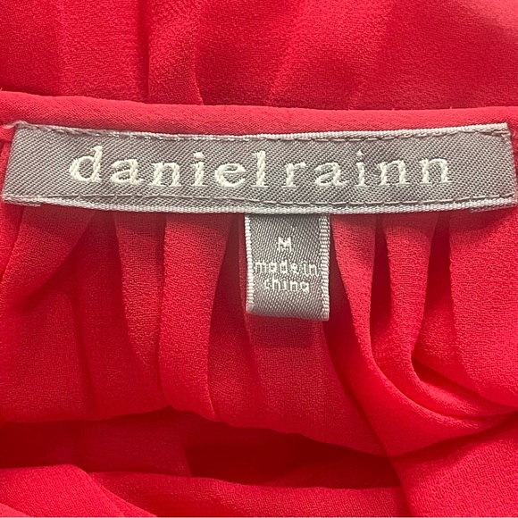 Daniel Rainn Pleated Sheer Batwing Reddish Pink Blouse Medium - Picture 6 of 8